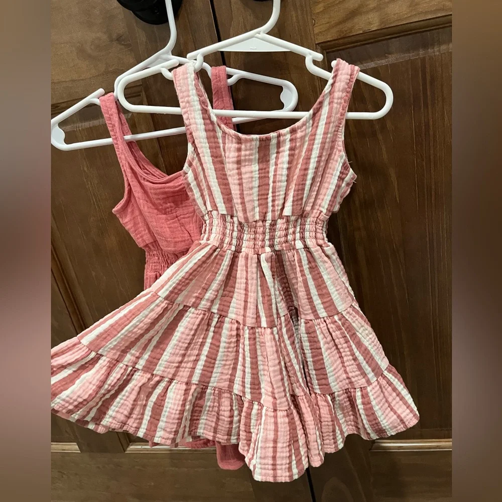 Bearpaw Girl’s Pink Striped and Solid Sleeveless Summer Dress Bundle, Size 2T